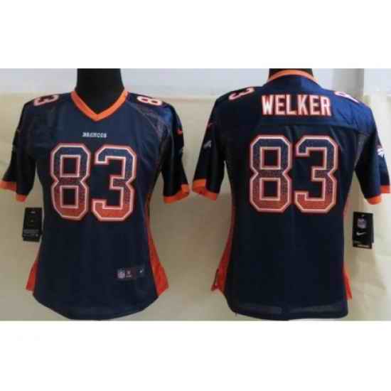 Women Nike Denver Broncos 83 Wes Welker Blue Elite Drift Fashion NFL Jerseys